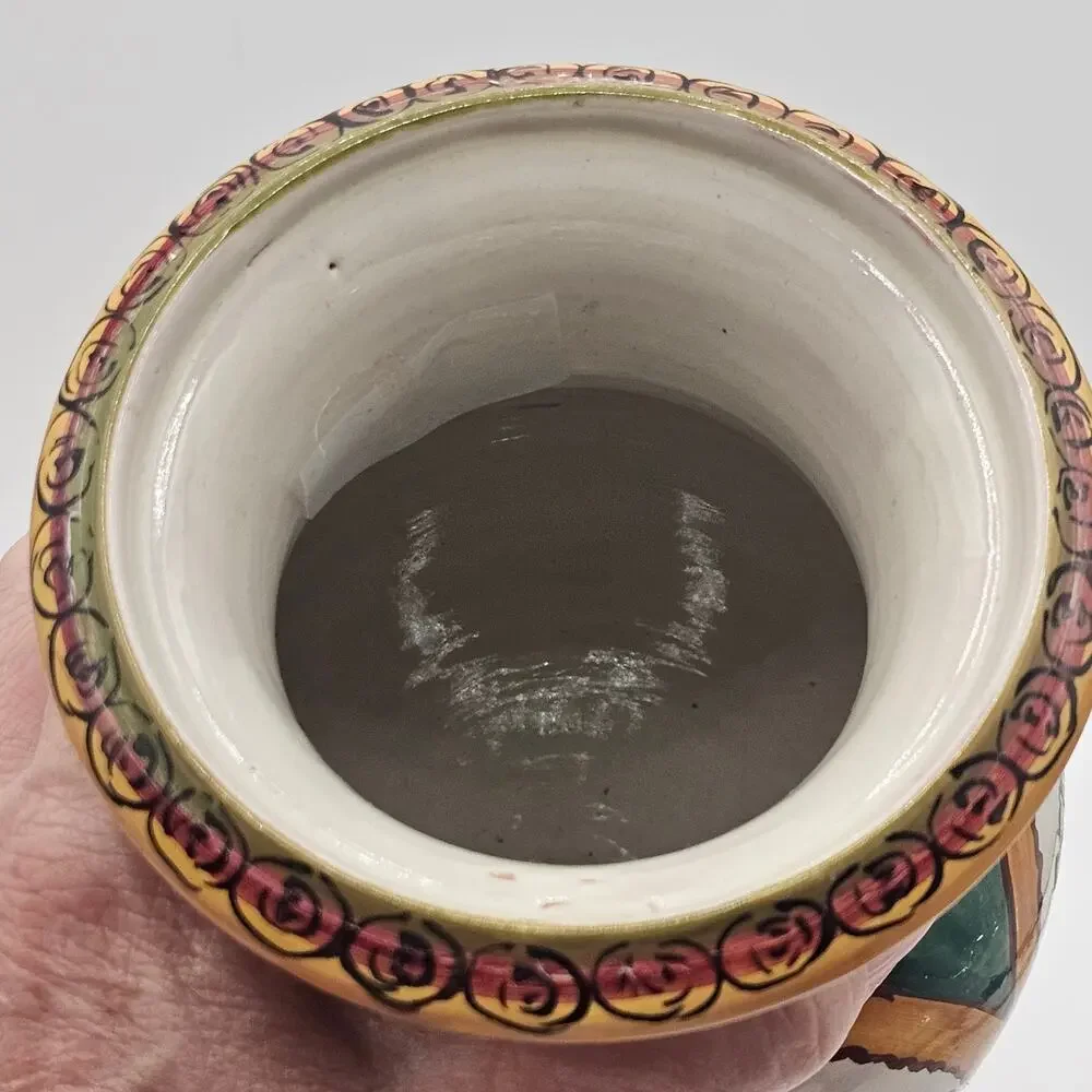 Peruvian Majolica Floral Lidded Urn Vase Hand Painted FCA Pottery 11
